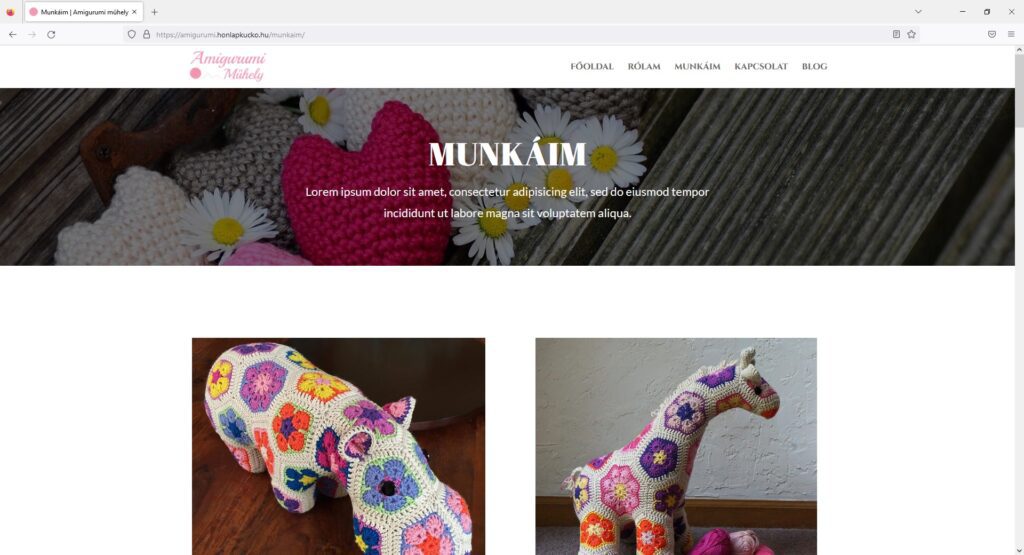 Munkáim oldal képe - amigurumi.honlapkucko.hu oldal