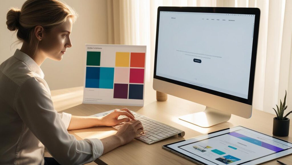 Webdesign tervezés egy számítógépen – egyszerű weboldal készítés kisvállalkozók számára.