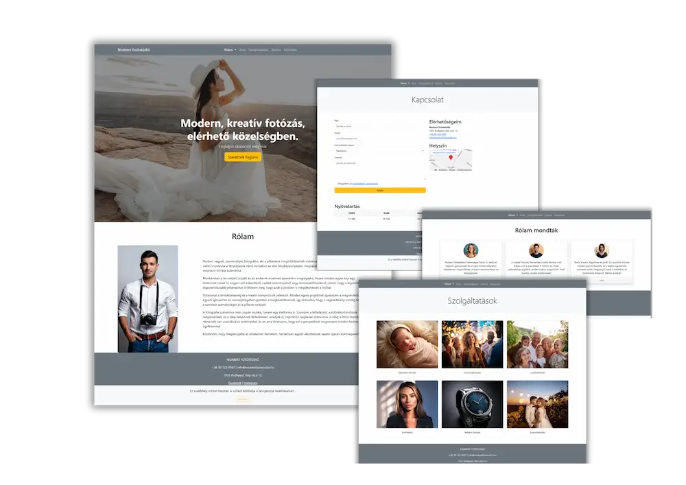 fotós weboldal készítés projekt képei - a kész weboldal